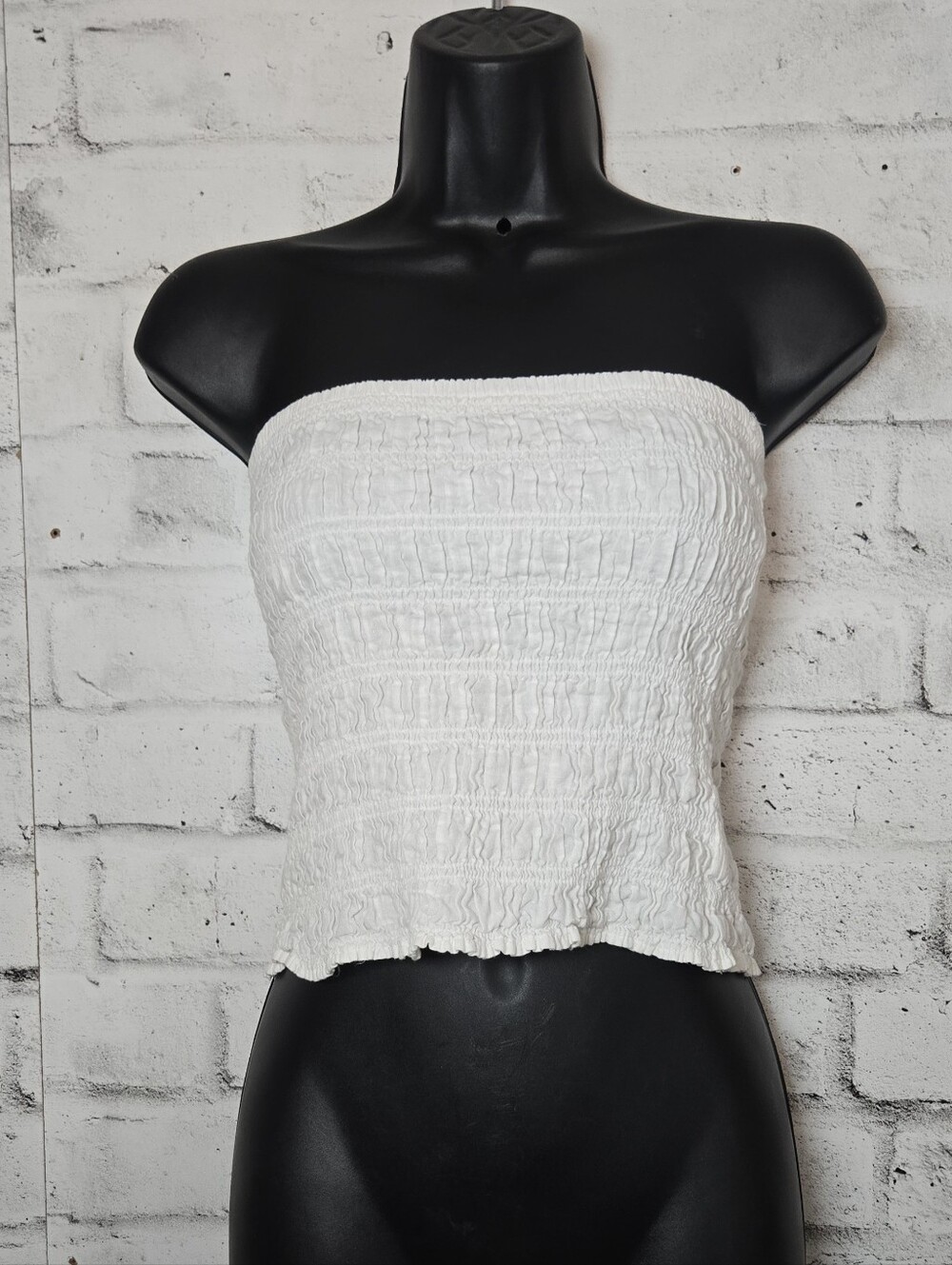White Smocked Strapless Tube Top - Women